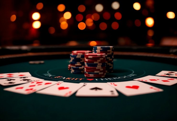 Antarmuka permainan Bandar Poker di dewa 100 dengan meja digital dan kontrol permainan yang jelas